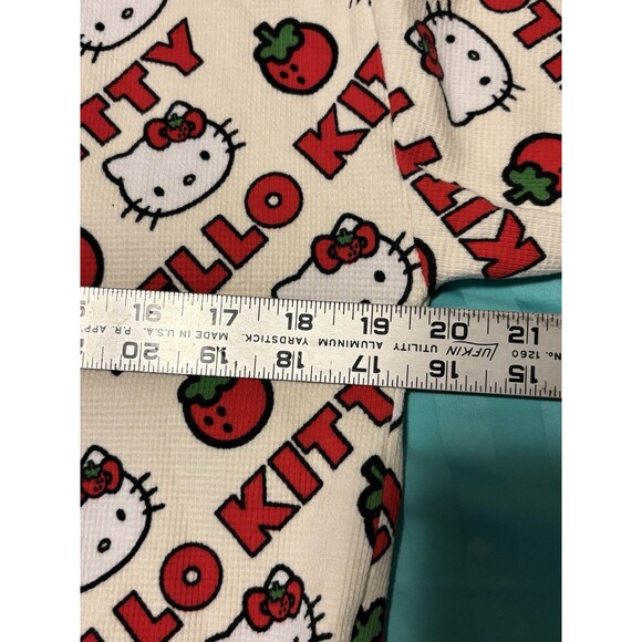 Dumbgood Sanrio Hello Kitty Strawberries Waffle Knit Cropped Cream Cardigan L - Picture 13 of 15